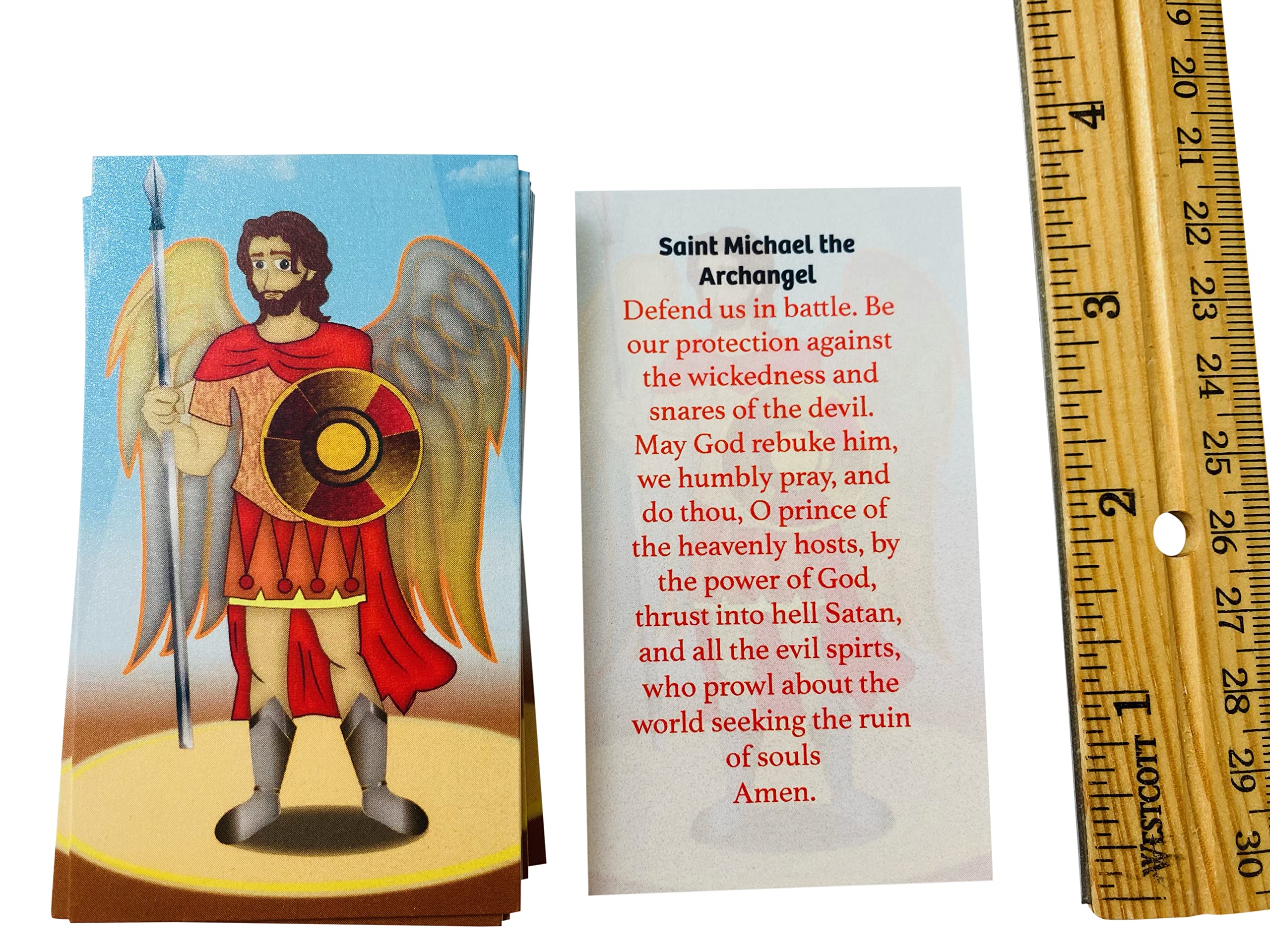 Westmon Works Saint Michael Prayer Holy Cards for Children Bulk Classroom or Mass Church Congregation Pack, Set of 25