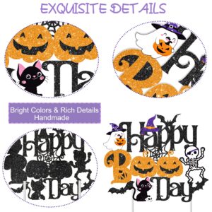 Halloween Happy Boo Day Cake Topper Glittery Halloween Little Boo Party Cake Topper Halloween Baby Shower Decoration for Spooky House Ghost Bat Pumpkin Theme Birthday Party Baby Shower Supplies