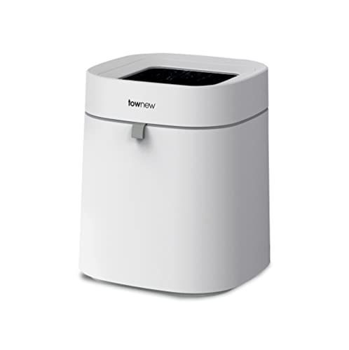 townew T Air Lite (T02B White) Auto Sealing & Self-Changing 4.4-Gallon Smart Trash Can with Open Top Barrel, Small