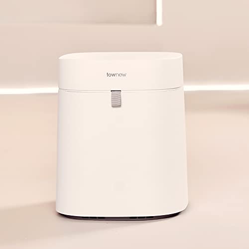 townew T Air Lite (T02B White) Auto Sealing & Self-Changing 4.4-Gallon Smart Trash Can with Open Top Barrel, Small