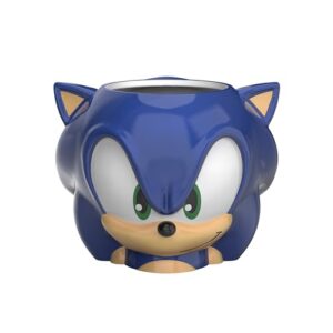 zak designs sonic the hedgehog sculpted ceramic coffee mug for hot drinks, collectible keepsake with unique 3d character (15 oz, sonic)