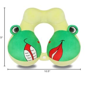 PEKAD Kids Travel Neck Pillow, Chin Supporting Travel Pillow, Animal Pillow with Micro Beads Filling for Children Toddlers 2-16 Years Old, Head Neck Chin Support Pillow