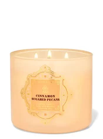 Bath & Body Works, White Barn 3-Wick Candle w/Essential Oils - 14.5 oz - 2021 Christmas & Winter Scents! (Cinnamon Sugared Pecans)