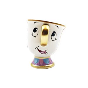 Beauty & The Beast Cartoon Chip Tea Cup 3D Sculpted Ceramic Coffee Mug, 8 Ounces, Officially Licensed, Princess Collectible Novelty Gift