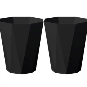 WEECRON Trash Can Bathroom Waste Basket Plastic Diamond Shape 2.6 Gallon (2 Pack, Black)