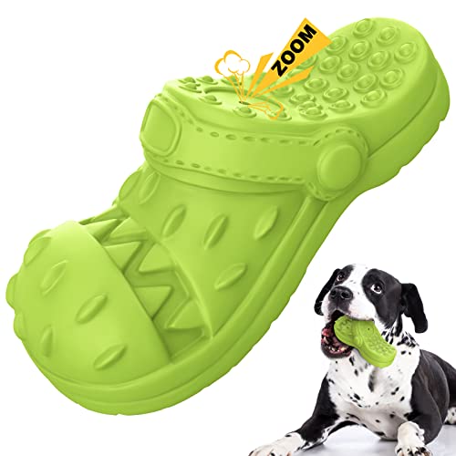 IZETIANZHE Indestructible Dog Toys, Squeaky Dog Toys for Aggressive Chewers, Tough Dog Chew Toys for Medium/Large Dogs/Heavy Duty Dog Toys (Slipper-Green)