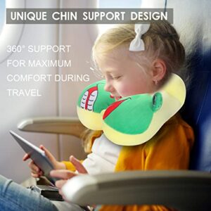 PEKAD Kids Travel Neck Pillow, Chin Supporting Travel Pillow, Animal Pillow with Micro Beads Filling for Children Toddlers 2-16 Years Old, Head Neck Chin Support Pillow