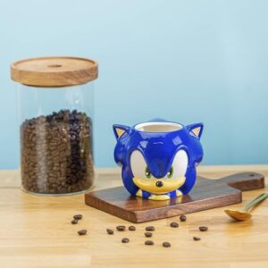 Zak Designs Sonic the Hedgehog Sculpted Ceramic Coffee Mug for Hot Drinks, Collectible Keepsake with Unique 3D Character (15 oz, Sonic)