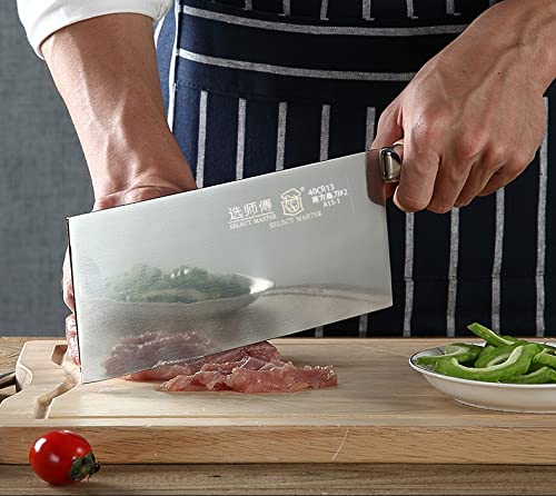 SELECT MASTER Chinese Chef Knife, Big Vegetable Cleaver, Chinese Cleaver Knife and High Carbon Steel with Non-slip Ergonomic Handle for Home and Restaurant