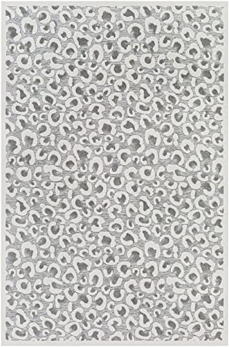 Mark&Day Animal Print Rugs, 5x7 Vossen Modern Indoor Outdoor Cheetah Leopard Cream Area Rug, Non Shedding White Blue Black Carpet for Patio, Porch, Deck, Living Room, Bedroom or Kitchen (5'3" x 7'3")