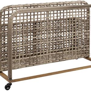 Crosley Furniture Ridley Wicker Outdoor Storage Pool Caddy for Floats, Patio Furniture Cushions, Distressed Gray/Brown