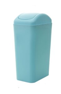 trash can bedroom plastic trash can wiht lid bathroom 12 liter / 3.2 gallon garbage can swing lid durable narrow spaces office wastebasket dustbin waste paper basket (blue), 9.8 x 6.7 x 16.9 inches