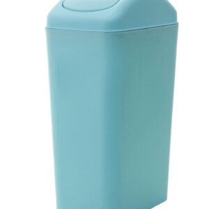 Trash can Bedroom Plastic Trash Can wiht Lid Bathroom 12 Liter / 3.2 Gallon Garbage Can Swing Lid Durable Narrow Spaces Office Wastebasket Dustbin Waste Paper Basket (Blue), 9.8 x 6.7 X 16.9 inches