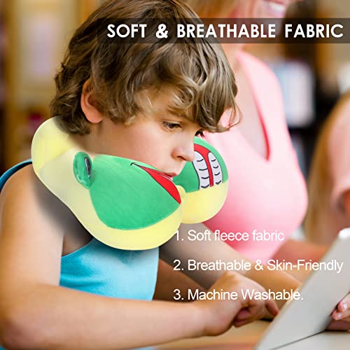 PEKAD Kids Travel Neck Pillow, Chin Supporting Travel Pillow, Animal Pillow with Micro Beads Filling for Children Toddlers 2-16 Years Old, Head Neck Chin Support Pillow