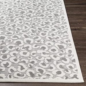 Mark&Day Animal Print Rugs, 5x7 Vossen Modern Indoor Outdoor Cheetah Leopard Cream Area Rug, Non Shedding White Blue Black Carpet for Patio, Porch, Deck, Living Room, Bedroom or Kitchen (5'3" x 7'3")