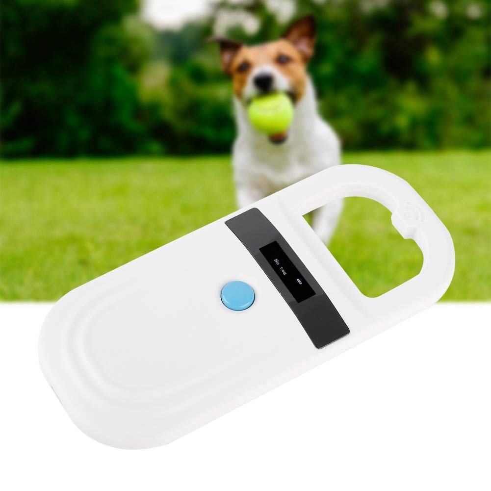 WESE Pet Microchip Reader, OLED Display Screen Pet Microchip Scanner, Microchip Reader Scanner, Animal Handheld Reader for Animal Management, Resource Management, White