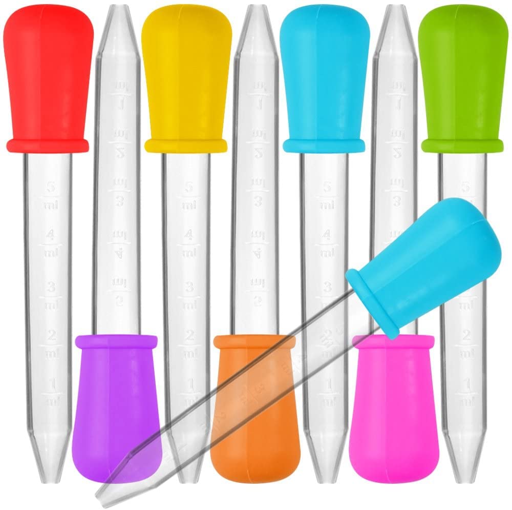 COLIBROX Liquid Dropper - Silicone Droppers for Kids - Pipette Kids - 5 ML Pipettes Plastic Droppers - Candy Dropper - Water Droppers for Kids - Preschool Droppers - Food Grade Pipettes