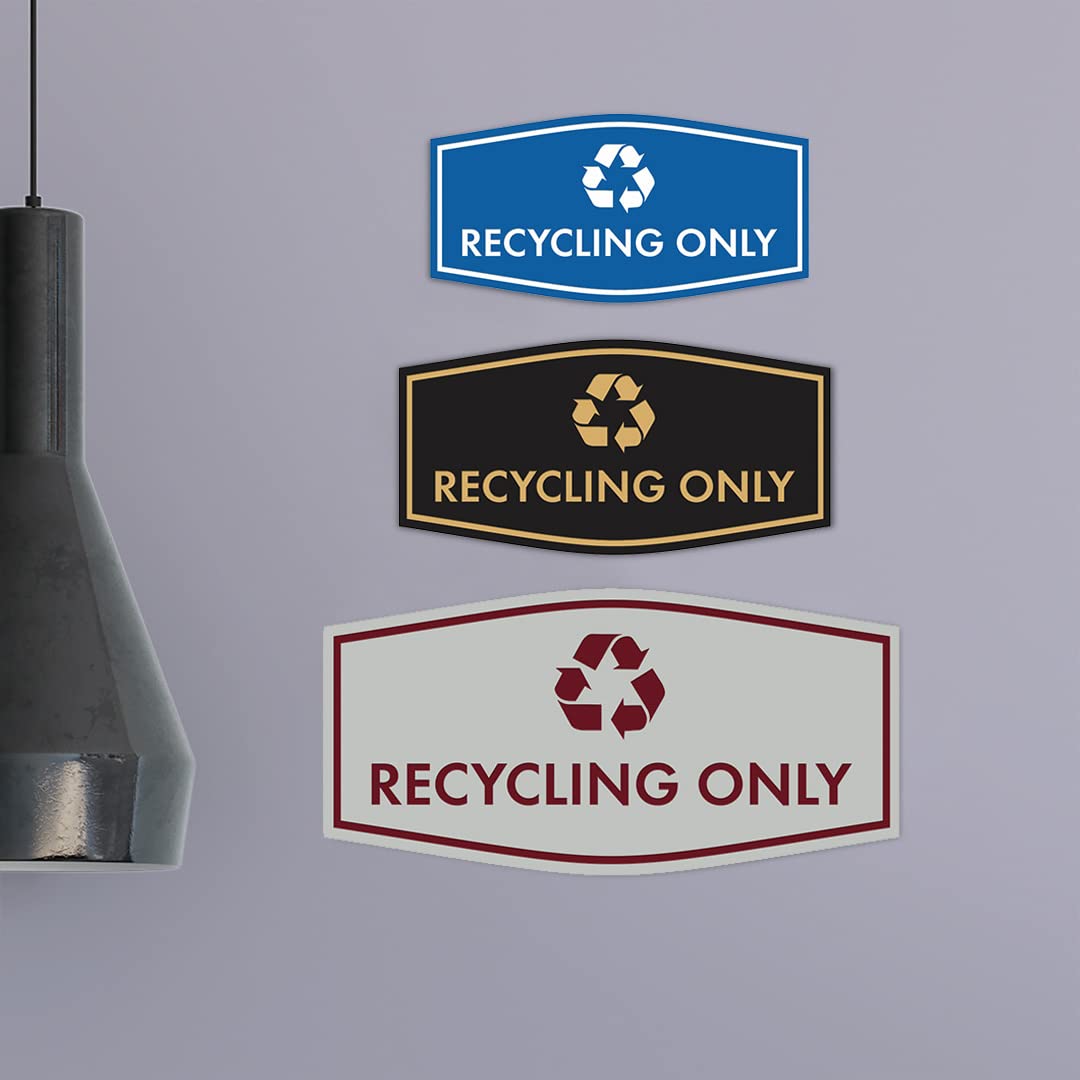 Fancy Recycling Only Sign (Brushed Silver) - Small