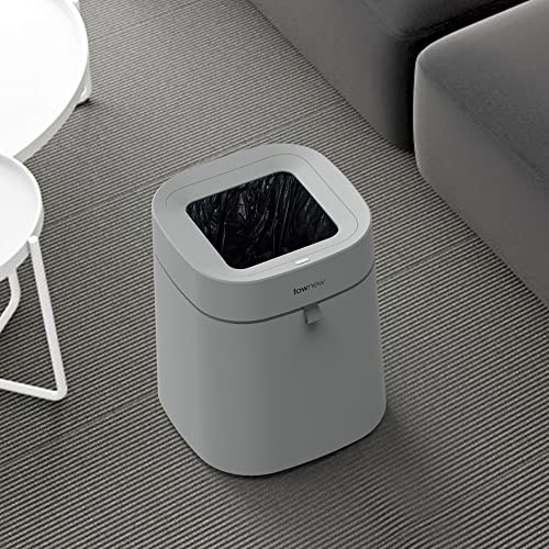 townew T Air Lite (T02B White) Auto Sealing & Self-Changing 4.4-Gallon Smart Trash Can with Open Top Barrel, Small