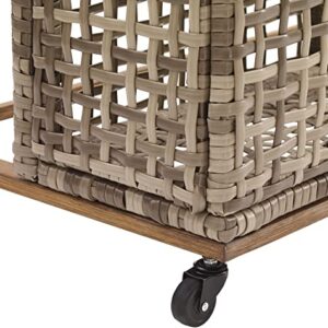 Crosley Furniture Ridley Wicker Outdoor Storage Pool Caddy for Floats, Patio Furniture Cushions, Distressed Gray/Brown