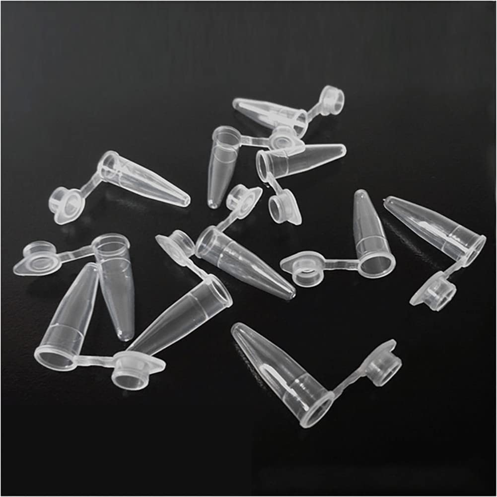 UUYYEO 500 Pcs 0.2 ml Plastic Microcentrifuge Tubes Clear Mini Mirco Test Tubes Snap Cap Tube Test Vials with Lids