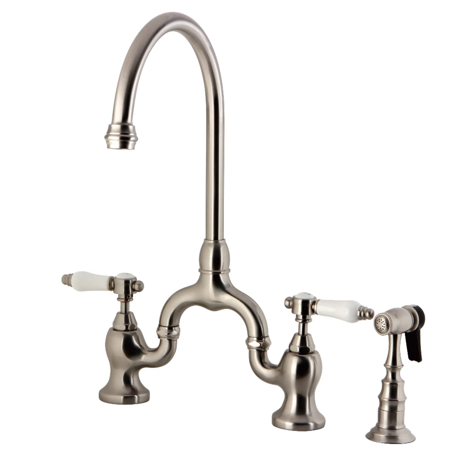 Kingston Brass KS7798BPLBS Bel-Air Bridge Kitchen Faucet, Brushed Nickel