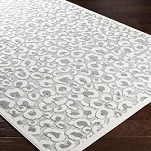 Mark&Day Animal Print Rugs, 5x7 Vossen Modern Indoor Outdoor Cheetah Leopard Cream Area Rug, Non Shedding White Blue Black Carpet for Patio, Porch, Deck, Living Room, Bedroom or Kitchen (5'3" x 7'3")