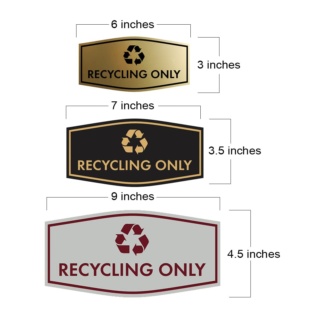 Fancy Recycling Only Sign (Brushed Silver) - Small