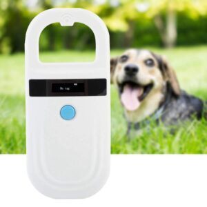 WESE Pet Microchip Reader, OLED Display Screen Pet Microchip Scanner, Microchip Reader Scanner, Animal Handheld Reader for Animal Management, Resource Management, White