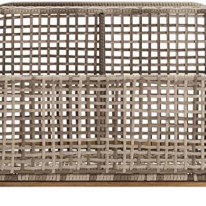 Crosley Furniture Ridley Wicker Outdoor Storage Pool Caddy for Floats, Patio Furniture Cushions, Distressed Gray/Brown