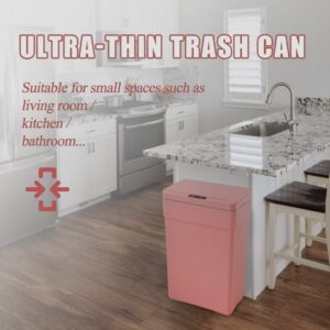 Kitchen Trash Can, 13 Gallon Plastic Kitchen Trash, Can 50 Liter Automatic Touch Free High-Capacity Garbage Can with Lid for Bedroom Bathroom Home Office, Pink