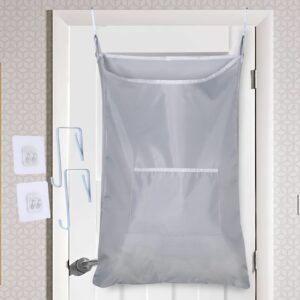 Over the Door Hanging Laundry Hamper, Laigoo Laundry Bag with 2 Hooks, Clothes Organizer Space-Saving Gray