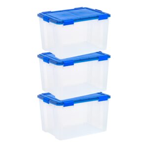 IRIS USA 3Pack 74qt WEATHERPRO Airtight Plastic Storage Bin with Lid and Seal and Secure Latching Buckles