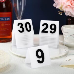 40 Pieces Acrylic Tent Table Numbers 1-40 Double Side Numbered Table Tents Restaurant Wedding Table Number White Table Tent Numbers Cards Signs for Party Banquets Service Evidence Markers Supplies