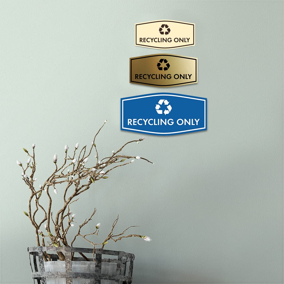 Fancy Recycling Only Sign (Brushed Silver) - Small