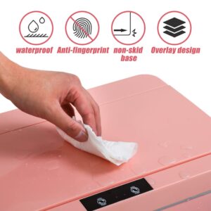 Kitchen Trash Can, 13 Gallon Plastic Kitchen Trash, Can 50 Liter Automatic Touch Free High-Capacity Garbage Can with Lid for Bedroom Bathroom Home Office, Pink