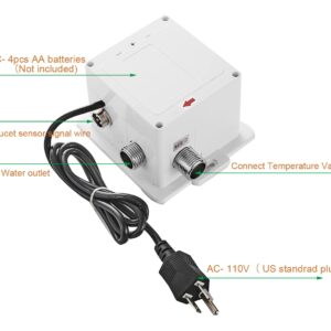 Two Automatic Sensor Control Box AC/DC Power Supply for Touchless Bathroom Sink Faucet Kitchen Eletronic Commercial Motion Activated Bath Tub Lavatory Basin Vanity Faucet Touch-Free Dual Powered