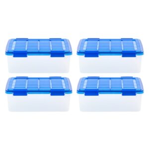 iris usa 4pack 30qt weatherpro airtight plastic storage bin with lid and seal and secure latching buckles