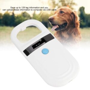 WESE Pet Microchip Reader, OLED Display Screen Pet Microchip Scanner, Microchip Reader Scanner, Animal Handheld Reader for Animal Management, Resource Management, White