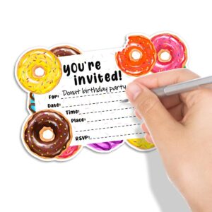 30 Donut Party Invitations with Envelopes - Donut Birthday Party Decorations Supplies