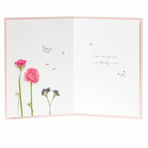 UK Greetings Birthday Card for Her - Birthday Card for Friend - Into the Meadow - Pink Floral Flamingo