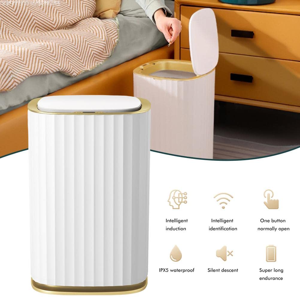 Bticx Modern Smart Sensor Trash Can - 12L Waterproof Kitchen Bathroom Sensor Bin with Lid, Large-capacity Garbage Waste Bin for Office and Bedroom,Kitchen,Bathroom