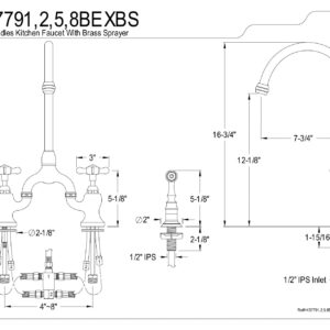 Kingston Brass KS7795BEXBS Essex Bridge Kitchen Faucet, Oil Rubbed Bronze