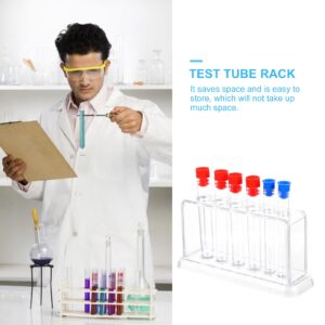 Plastic Test Tube Rack Set: 6pcs Laboratory Test Tube with Holder Stand Tube Detachable White Test Tube Storage Rack Stand