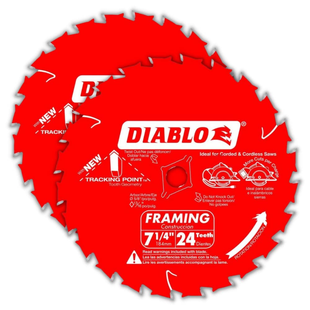 Diablo 2-Pack of 7-1/4 inch x 24 Tooth Framing Circular Saw Blades - D0724VPX