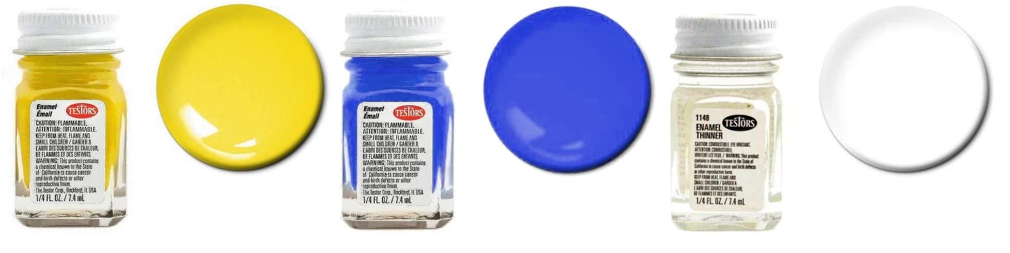 Testors Enamel Paint, Violet, Cherry, Flat Grapefruit, Tangerine, Grape, Bright Lime, Flat Sunflower, Fluorescent Blue, and Clear Thinner, 1.75 Ounce (Pack of 9) - with MYD Paint Brushes