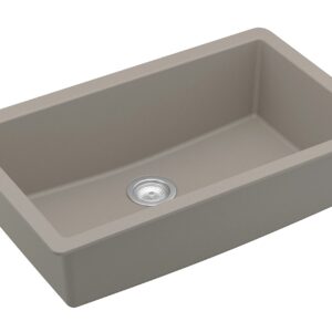 Karran QU-812 Undermount 32.5 in. Large Single Bowl Quartz Kitchen Sink in Concrete