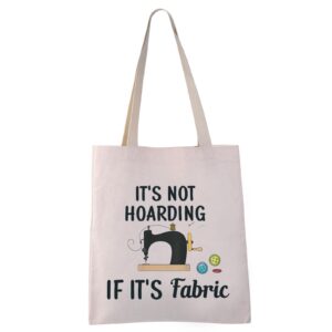 vamsii sewing tote bag it's not hoarding if it’s fabric shoulder bag funny sewing gifts for sewing lovers quilting gifts for quilters sewers (it’s fabric tote)