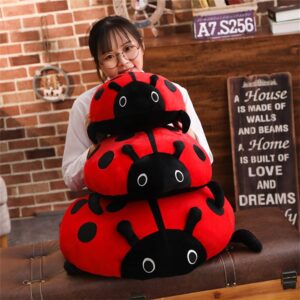 pangcangshu Cute Plush Toy Soft Ladybug Ladybird Insect Hold Doll Pillow Cushion Novelty Children Birthday Gift (Red, 30cm/11inch)