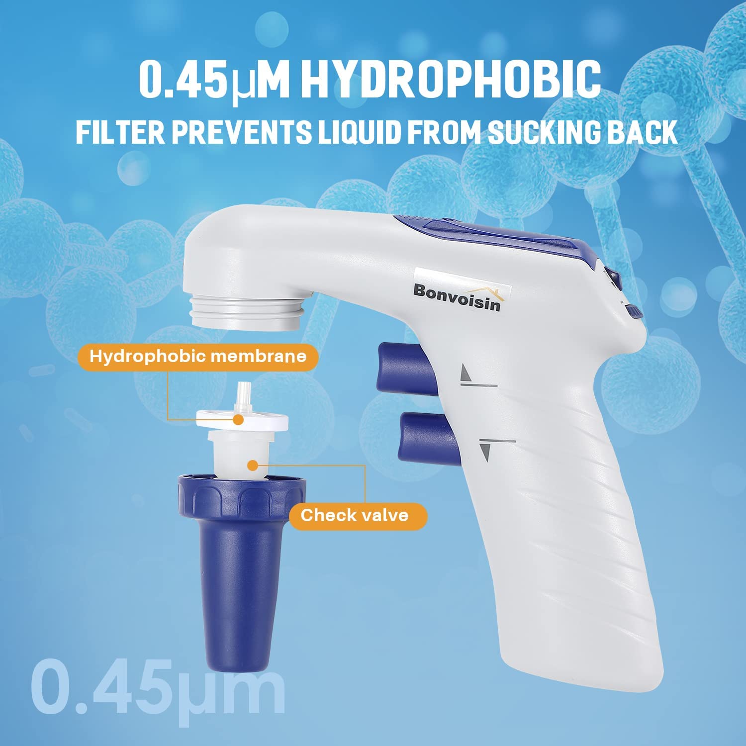 Bonvoisin Electric Pipette Controller 0.1-100ml Pipetor Automatic Motorized Pipette Filler for Biochemical Lab Speed Adjustable